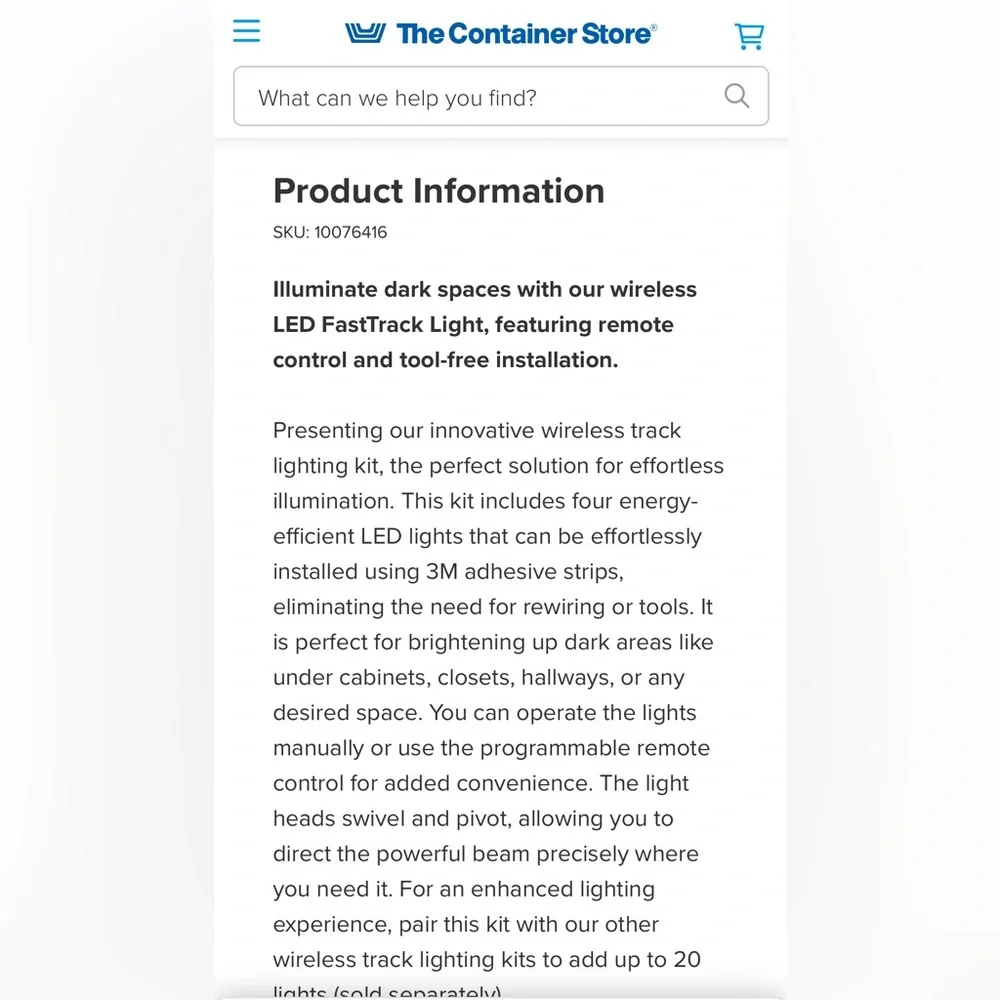 White LED Lights from Container Store, with remote